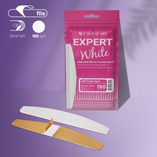 White disposable files for crescent nail file (soft base) EXPERT 40 150 grit (30 pcs)